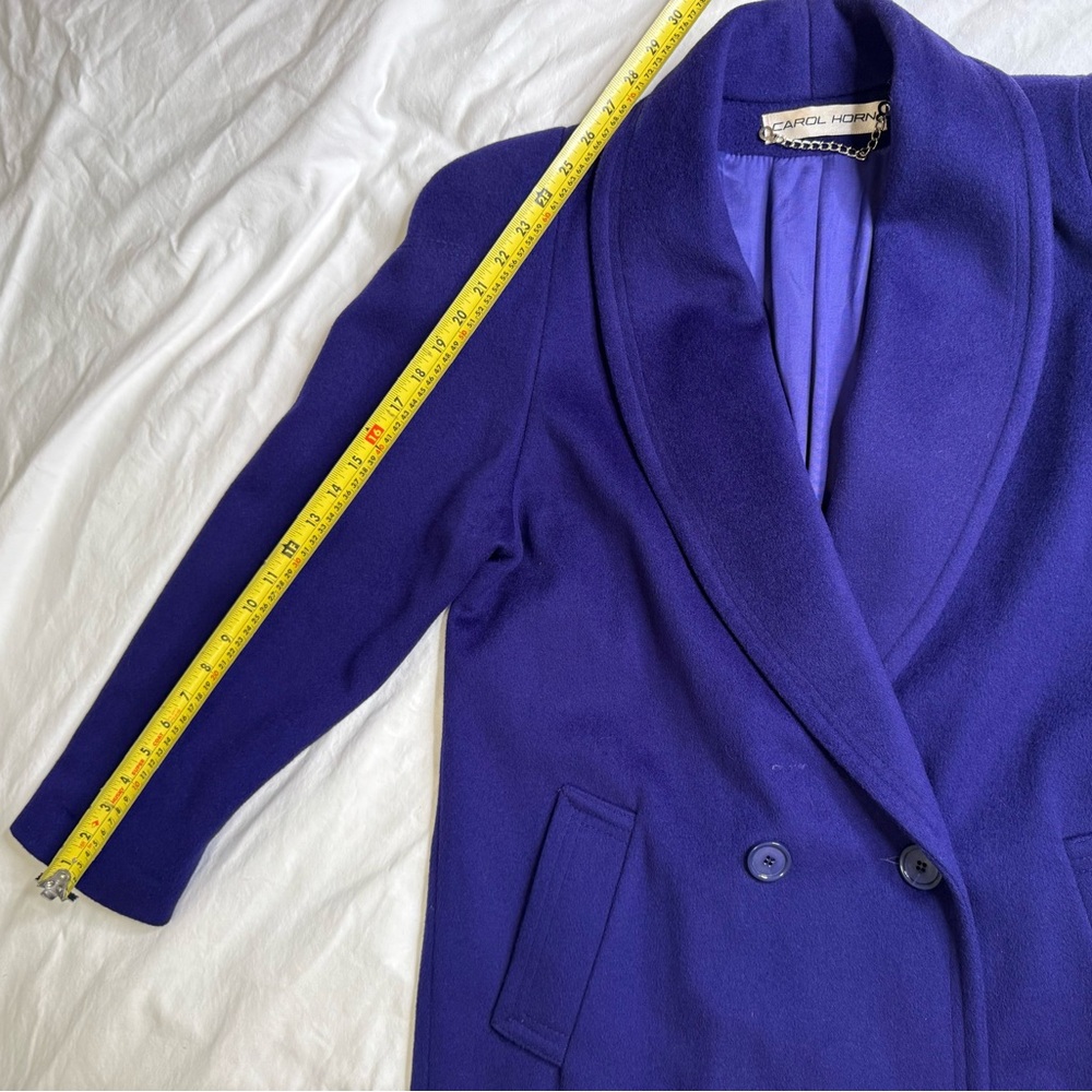 Vintage Carol Horn 100% Wool Long Coat Purple Shawl Collar Double Breasted USA 8 - Picture 12 of 13
